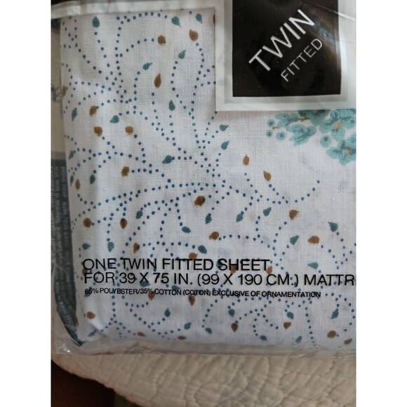 VTG NOS LADY PEPPERELL TWIN FITTED SHEET SET FLORAL FLOWERS TWO PIECE - Picture 2 of 7